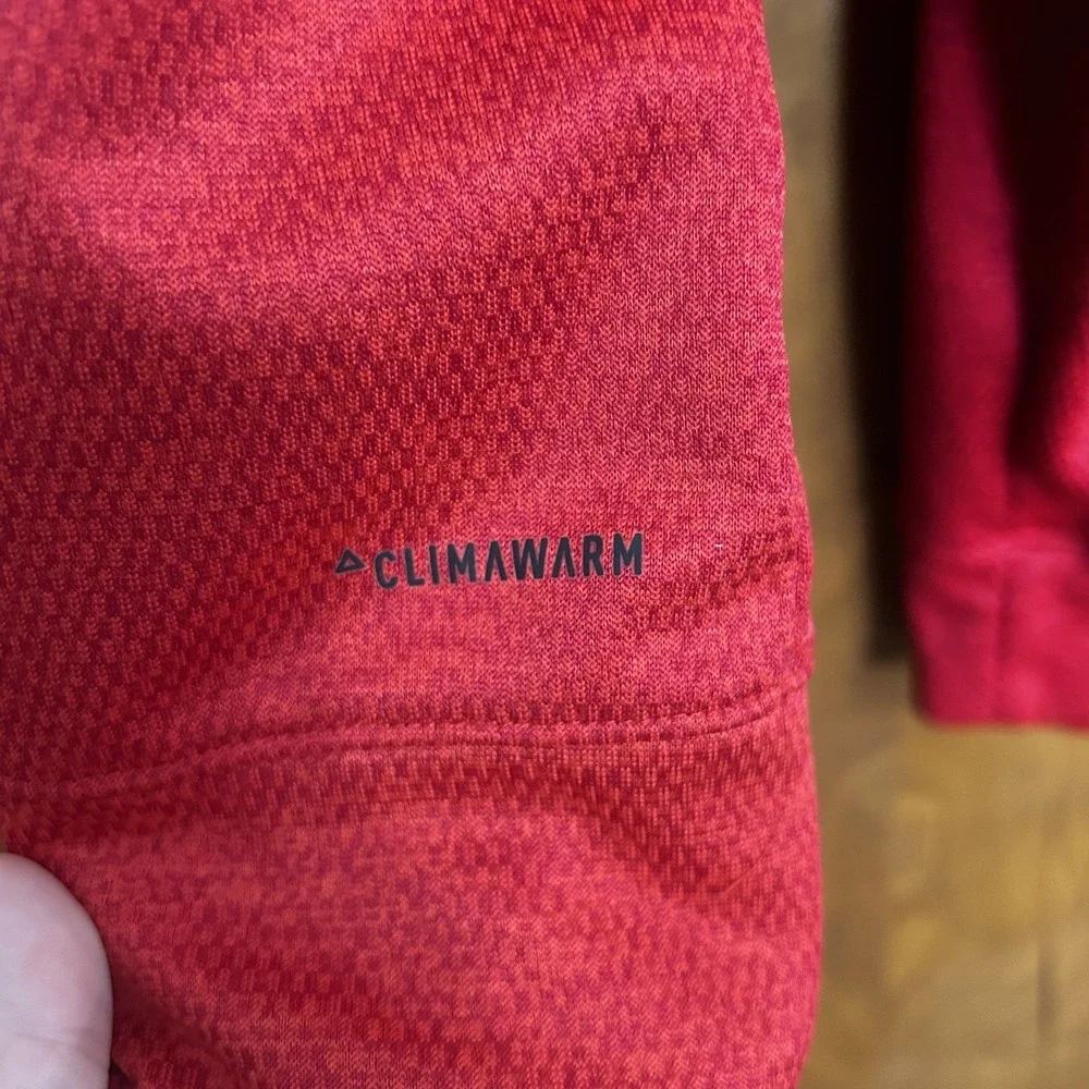 Adidas Climawarm Hoodie Mens Size Small Red Logo Hooded Sweatshirt‎
